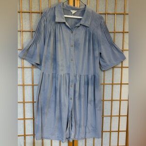 POL Blue  Button down Tie Dye Dress Oversized S NWOT